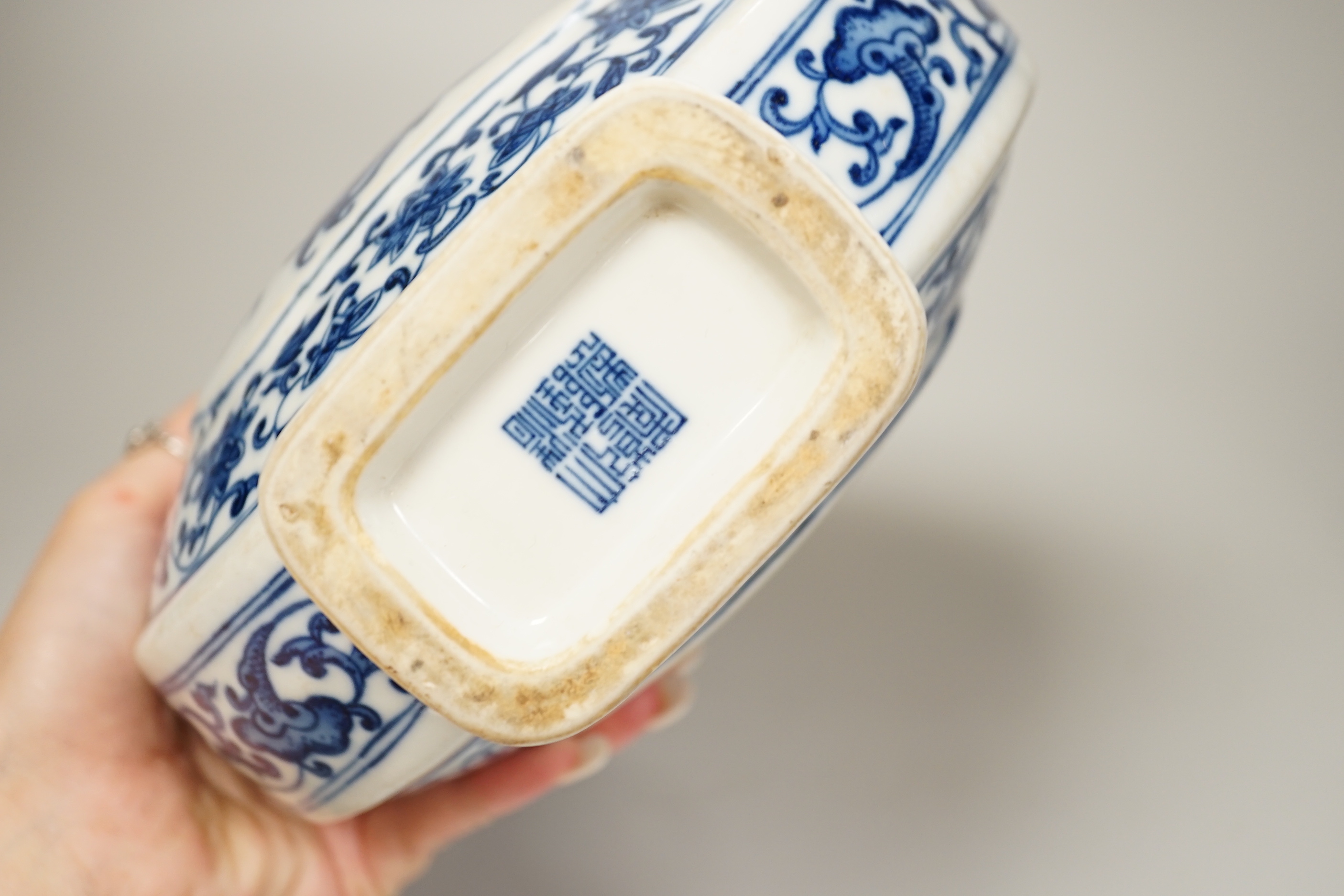 A Chinese blue and white moonflask, 25cm